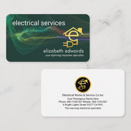 Carte De Visite Striking Electrical Lightning Powers Home Circuit (Devant / Derrière)