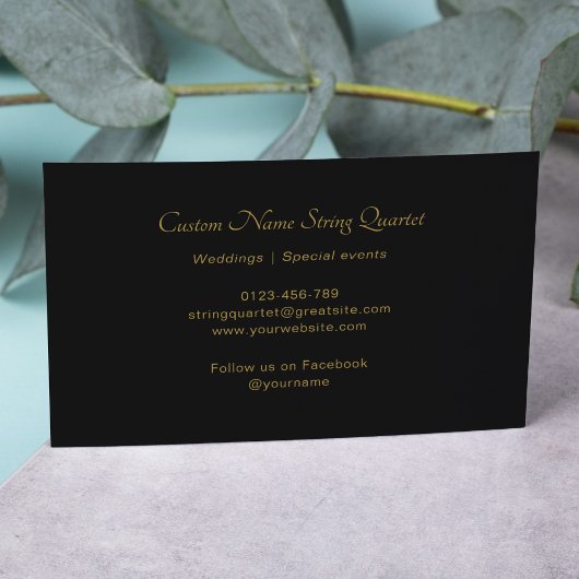 Carte De Visite String Quartet Professional Musicien Black Gold