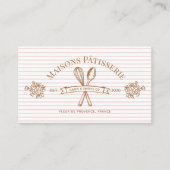 Carte De Visite Stripe Floral Whisk Spoon Bakery Cake Designer (Devant)