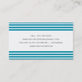 Carte De Visite STRIPE MINIMALE MODERNE aqua bleu gris foncé blanc (Dos)