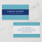 Carte De Visite STRIPE MINIMALE MODERNE aqua marine turquoise bleu (Devant / Derrière)