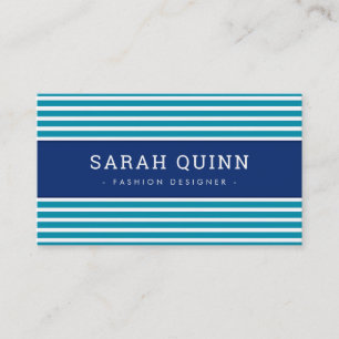 Carte De Visite STRIPE MINIMALE MODERNE aqua marine turquoise bleu