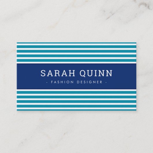 Carte De Visite STRIPE MINIMALE MODERNE aqua marine turquoise bleu (Devant)