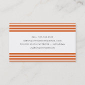 Carte De Visite STRIPE MINIMALE MODERNE orange gris foncé blanc ty (Dos)