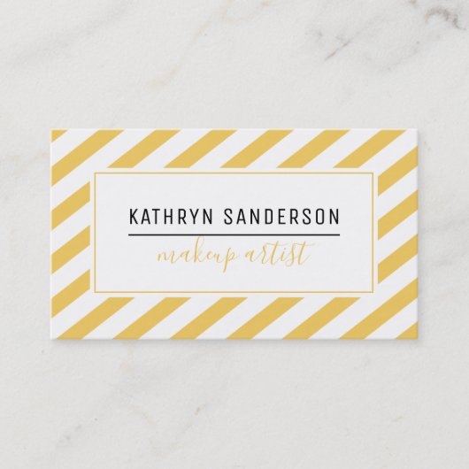 Carte De Visite STRIPE MINIMALE MODERNE simple moutarde jaune blan (Devant)