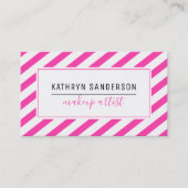 Carte De Visite STRIPE MINIMALE MODERNE simple rose chaud blanc (Devant)