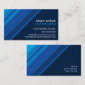 Carte De Visite STRIPE MODERNE audacieuse marine bleu monochrome f (Devant / Derrière)