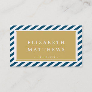 Carte De Visite STRIPE MODERNE fraise design marine or blanc