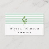 Carte De Visite Striped Green Herbalist Minimal (Devant)