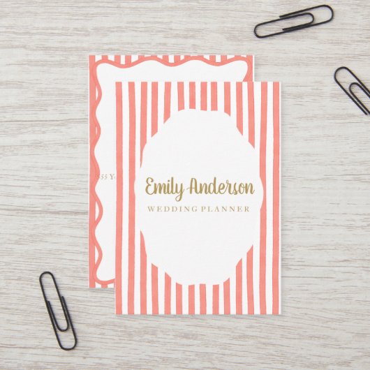 Carte De Visite striped whimsical business card (Devant/Arrière en situation)