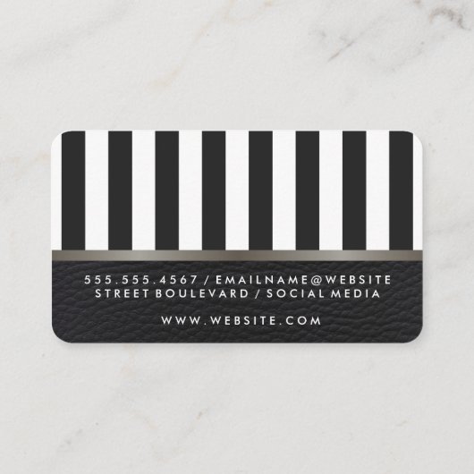 Carte De Visite Stripes Classiques Faux Cuir (Dos)