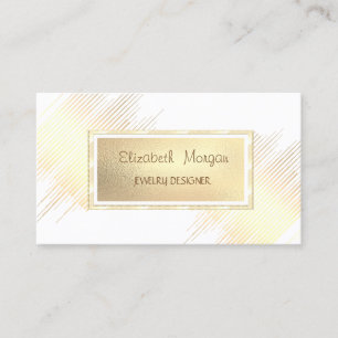 Carte De Visite Stripes d'or moderne, Design de bijoux de cadre d'