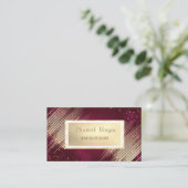 Carte De Visite Stripes d'or moderne, Frame Red Jewelry Designer (Debout devant)