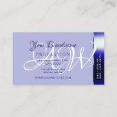 Carte De Visite Stripes et Monogramme Royal Bleu Chimmery (Dos)