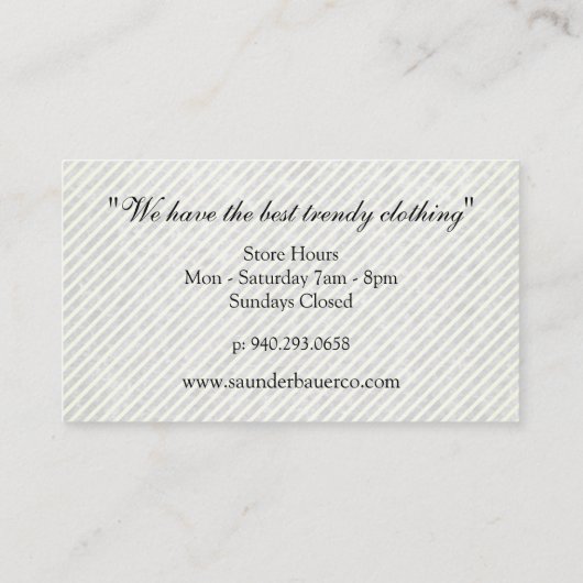 Carte De Visite Stripes et Monogrammes de script (Dos)