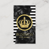 Carte De Visite Stripes modernes Gold Crown Logo Black Floral (Devant)