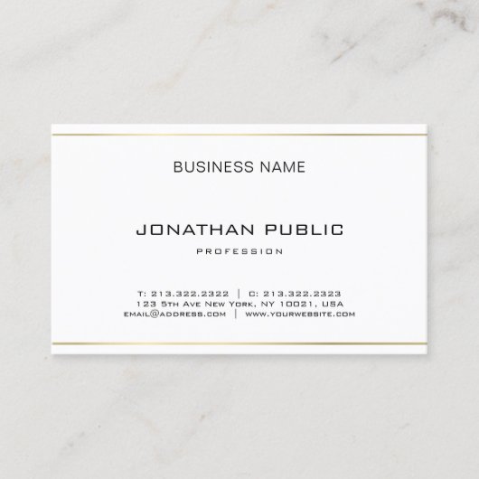 Carte De Visite Stripes Or Élégant Moderne Simple Professionnel (Devant)