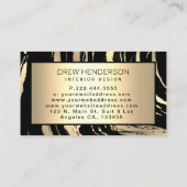 Carte De Visite Stripes Zèbre Noir et Or Moderne (Dos)