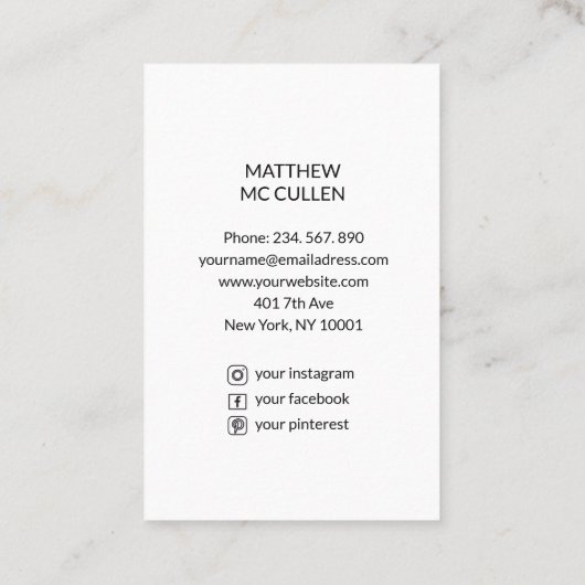 Carte De Visite Structure élégante (Dos)