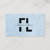 Carte De Visite Structure en marbre bleu clair élégant monogramme (Devant)