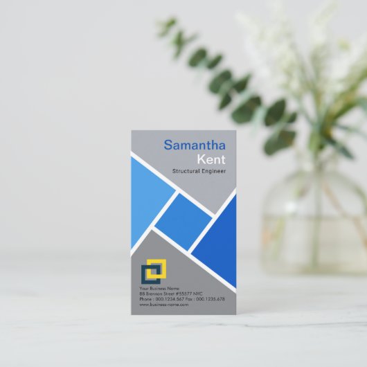 Carte De Visite Structures grises bleues de ciment de blocs (Debout devant)