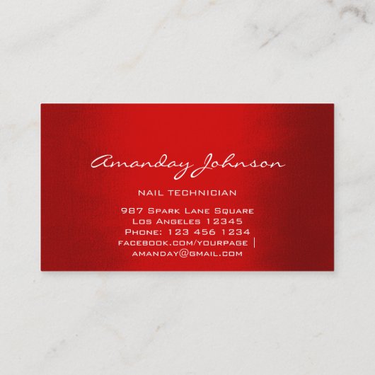 Carte De Visite Studio Artiste Clou Manucure Rouge Pedicure Modern (Dos)