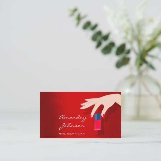 Carte De Visite Studio Artiste Clou Manucure Rouge Pedicure Modern (Debout devant)