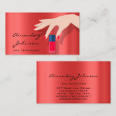 Carte De Visite Studio Artiste Clou Manucure Rouge Pedicure Modern (Devant / Derrière)