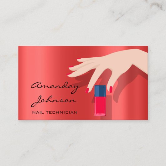 Carte De Visite Studio Artiste Clou Manucure Rouge Pedicure Modern (Devant)