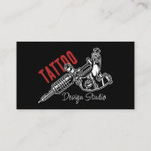 Carte De Visite Studio Artiste Tattoo tendance noir et rouge (Dos)