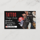 Carte De Visite Studio Artiste Tattoo tendance noir et rouge (Devant)
