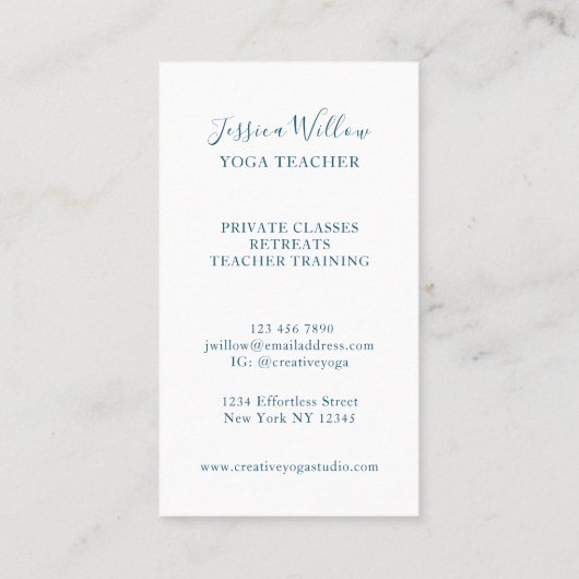 Carte De Visite Studio Botanique De Yoga (Dos)