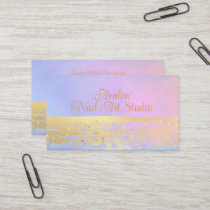 Carte De Visite Studio d'art Blue Pink and Gold Watercolor