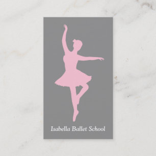 Carte De Visite Studio de Ballet Ballerina Rose Instructeur Gris
