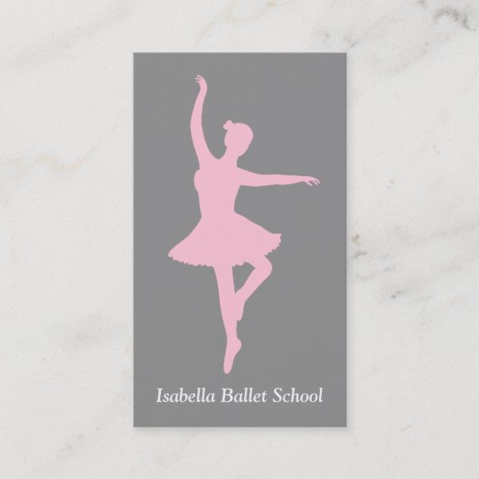Carte De Visite Studio de Ballet Ballerina Rose Instructeur Gris (Devant)