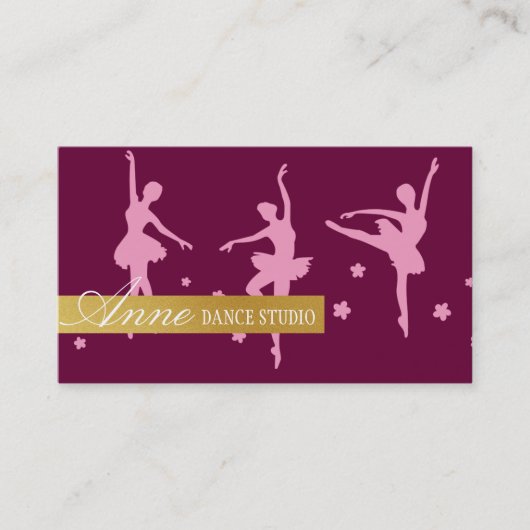Carte De Visite Studio De Ballet Professionnel, Instructeur, Leçon (Devant)