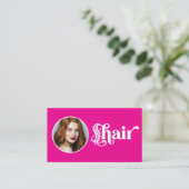 Carte De Visite Studio de coiffure avec code QR photo rose vif (Debout devant)