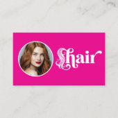 Carte De Visite Studio de coiffure avec code QR photo rose vif (Devant)