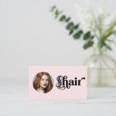 Carte De Visite Studio de coiffure Code QR Photo Rose Pâle (Debout devant)