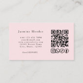 Carte De Visite Studio de coiffure Code QR Photo Rose Pâle (Dos)