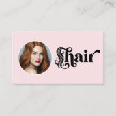 Carte De Visite Studio de coiffure Code QR Photo Rose Pâle (Devant)