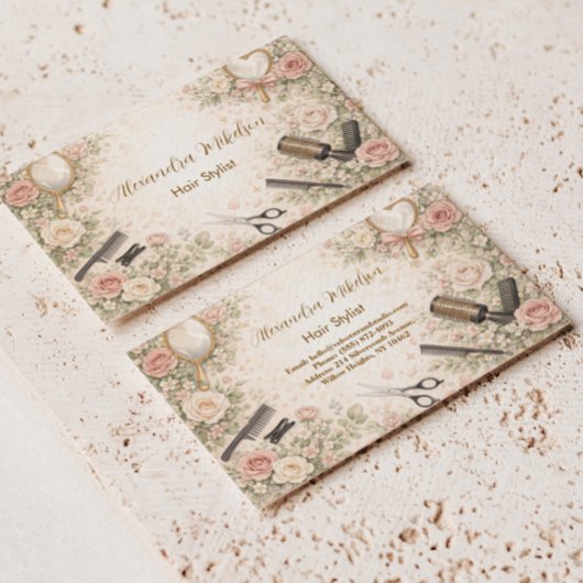 Carte De Visite Studio de coiffure florale romantique branding