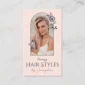 Carte De Visite Studio de coiffure moderne avec arche florale en r (Devant)