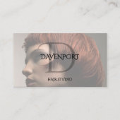 Carte De Visite Studio de coiffure moderne code QR photo monogramm (Devant)