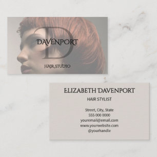 Carte De Visite Studio de coiffure moderne Photo Monogramme