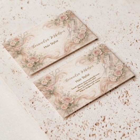 Carte De Visite Studio de coiffure Rose Blush Illustration