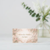 Carte De Visite Studio de coiffure Rose Blush Illustration (Debout devant)