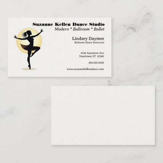 Carte De Visite Studio de danse Dancer et Spotlight Dance Instruct (Devant / Derrière)