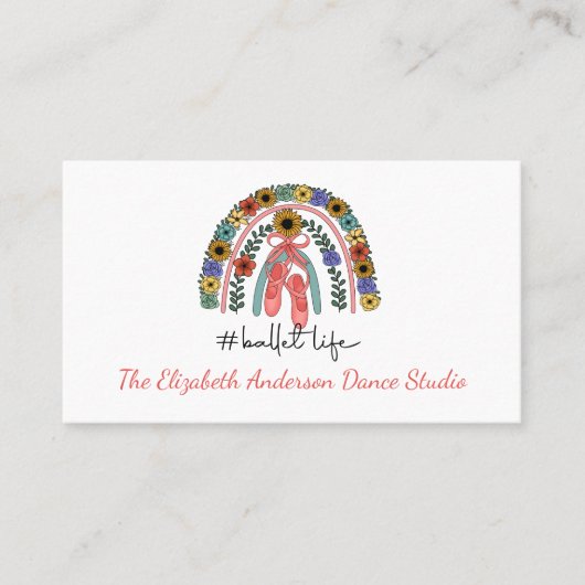 Carte De Visite Studio de danse de ballerine Professeur de ballet  (Devant)