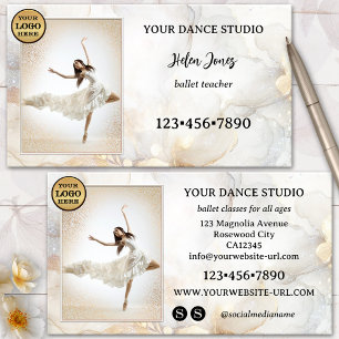 Carte De Visite Studio de danse de ballet artistique Ivory Gold
